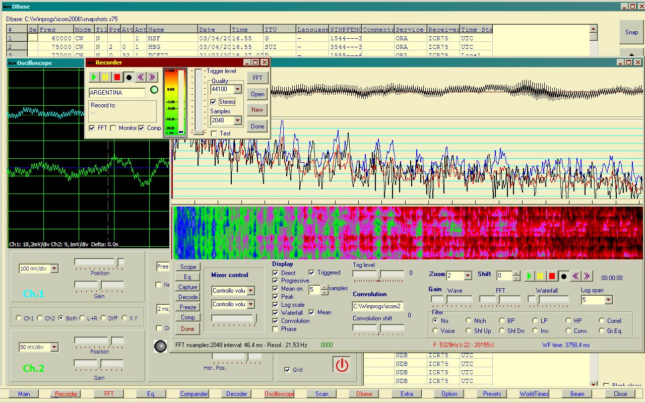 Recorder - FFT - Oscilloscopio